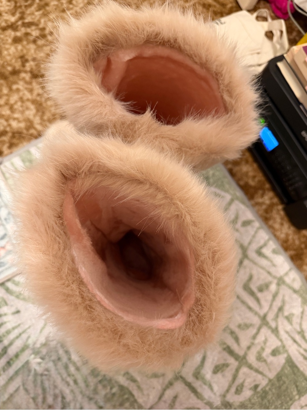 Faux Fur Knee-High Boots in Light Tan - Picture 2 of 4